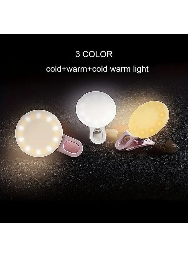 White LED Phone Ring Light With Three Level Dimming USB Rechargeable Portable Selfie Fill Light For Night Photography - Image 5