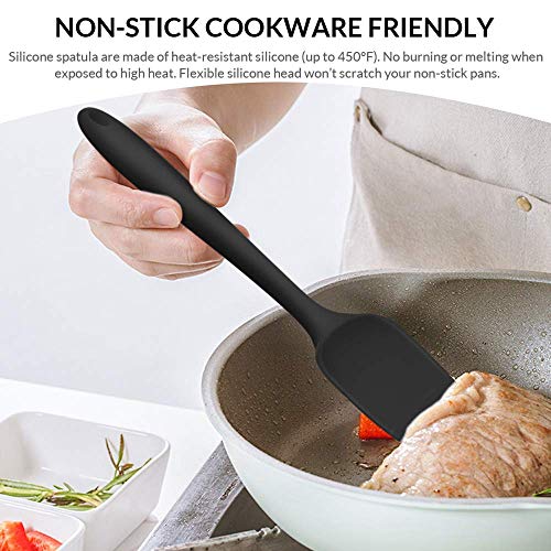 Baskety Silicone Spatula Set, 5 PCS Heat Resistant Rubber Spatulas Utensils for Nonstick Cookware Baking Cooking Mixing, Seamless & Flexible, Dishwasher Safe Black - Image 3