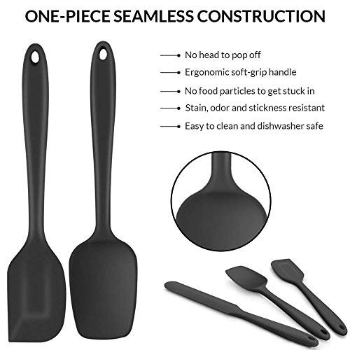 Baskety Silicone Spatula Set, 5 PCS Heat Resistant Rubber Spatulas Utensils for Nonstick Cookware Baking Cooking Mixing, Seamless & Flexible, Dishwasher Safe Black - Image 5