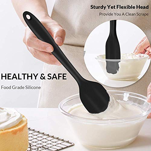 Baskety Silicone Spatula Set, 5 PCS Heat Resistant Rubber Spatulas Utensils for Nonstick Cookware Baking Cooking Mixing, Seamless & Flexible, Dishwasher Safe Black - Image 4