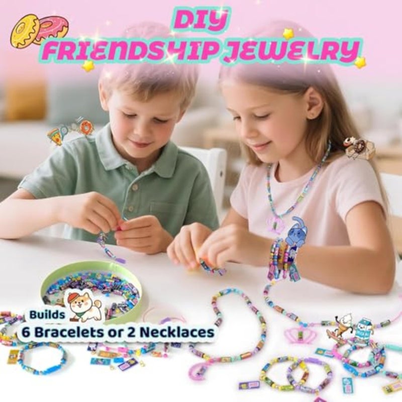 Rolls Stickers, Jewelry Making Kit, Art and Craft Toys Includes 320 Mini Sticky, Builds 6 Bracelet or 2 Necklace, 200 Beads and 2 Pendants, Wearable DIY Friendship Gift for Ages 5+ Girls and Boys - Image 2