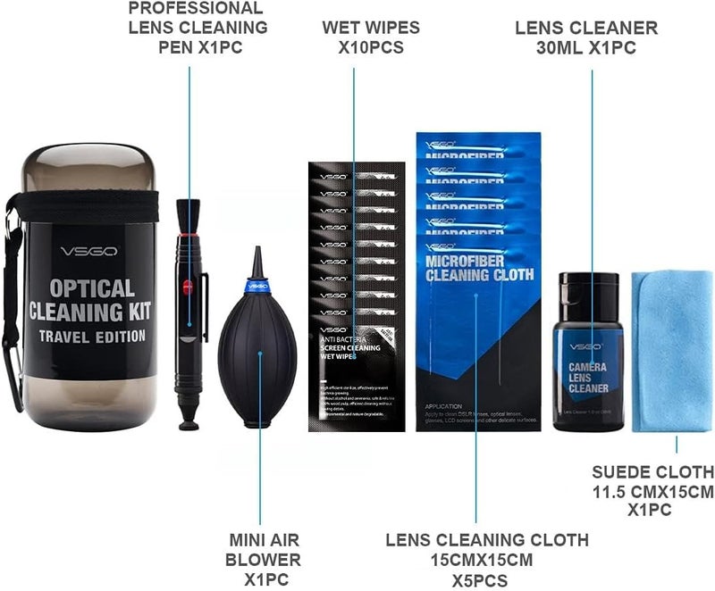 VSGO Professional Camera Lens Cleaning Kit for Canon, Nikon, Sony, Pentax DSLR Lenses - Includes Lens Pen, Air Blower, and Fluid (DKL-15D) - Image 2