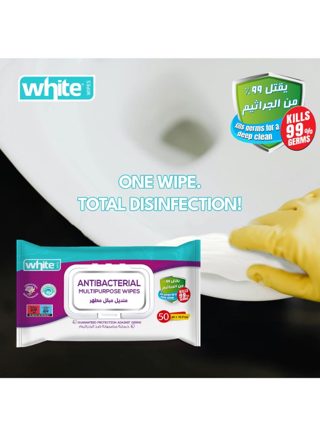 White wet wipes anti-bacterial with lavender & vanilla 50 pulls - Image 5