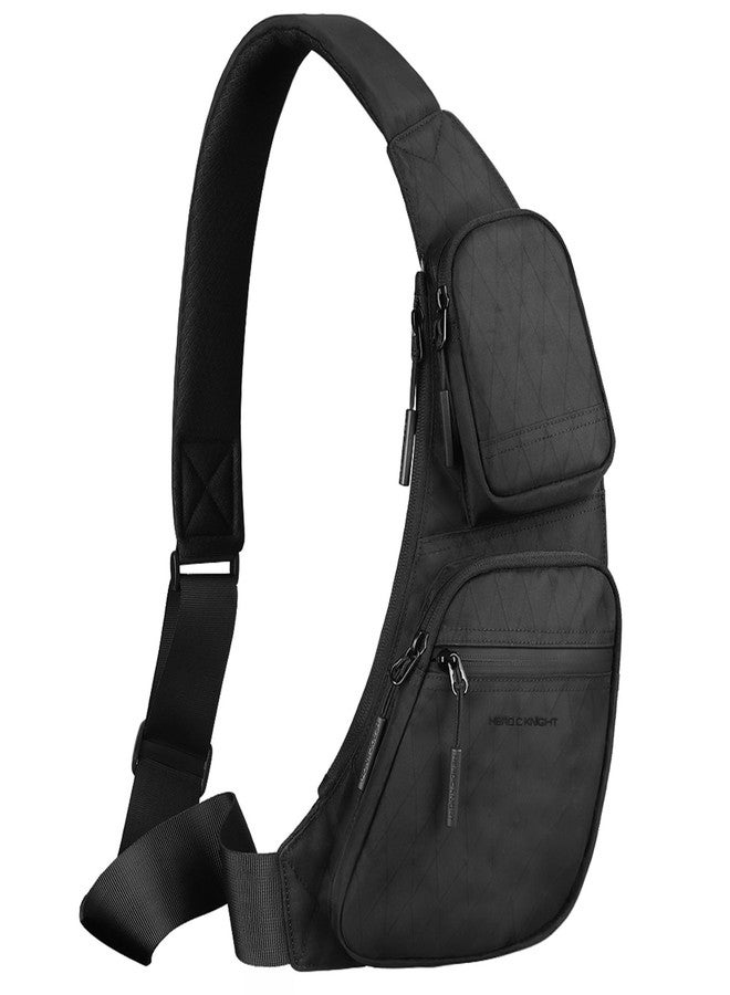 hk Sling Bag for Men with 3‑Layer Sailcloth‑Inspired Performance Fabric, Lightweight Waterproof Sling Bag for Men with Tablet Compartment, Crossbody Bag for men, Commuting, Black - Image 1