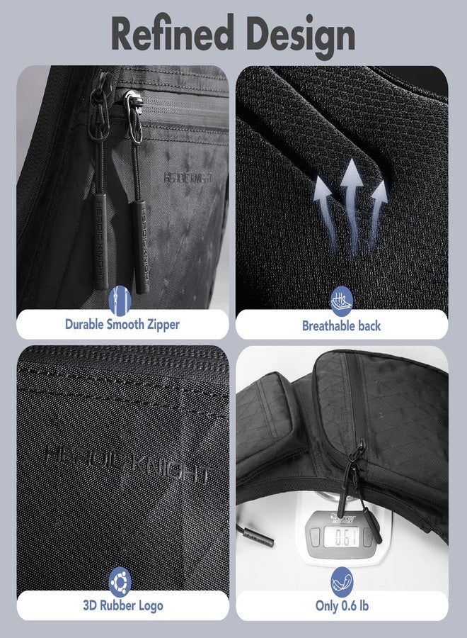 hk Sling Bag for Men with 3‑Layer Sailcloth‑Inspired Performance Fabric, Lightweight Waterproof Sling Bag for Men with Tablet Compartment, Crossbody Bag for men, Commuting, Black - Image 4