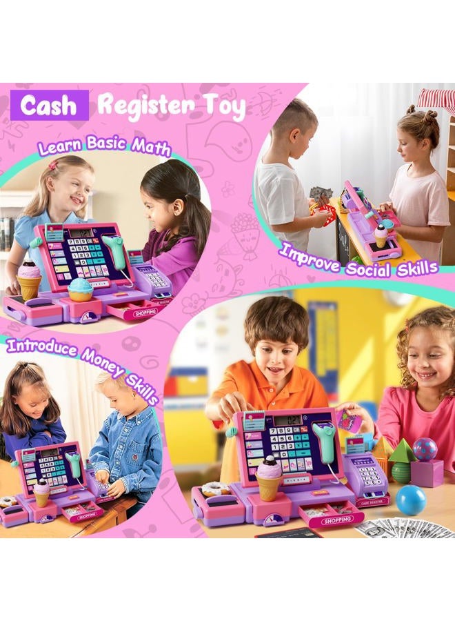 maysida Scanner Toy Cash Register Set with Music Function (Rosa Purple) - Image 4