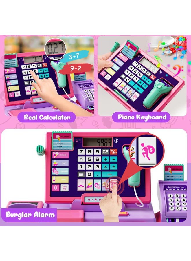 maysida Scanner Toy Cash Register Set with Music Function (Rosa Purple) - Image 2