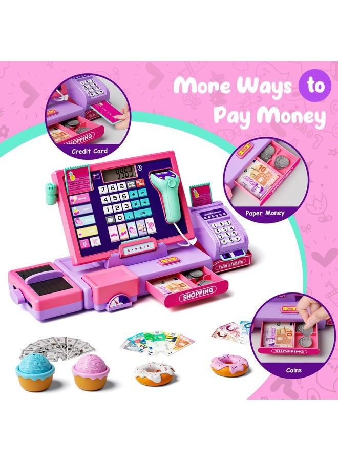 maysida Scanner Toy Cash Register Set with Music Function (Rosa Purple) - Image 5