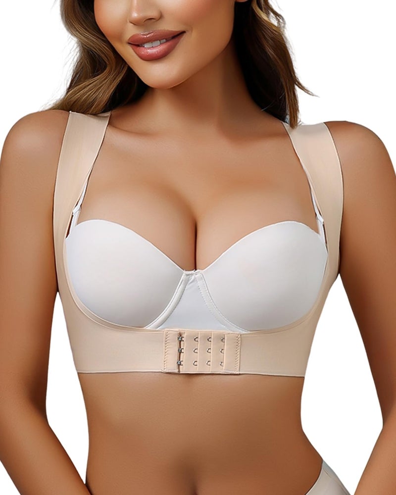 USEASY Posture corrector bra for women Back brace posture corrector Adjustable posture trainer Vest shapewear for women Beige M - Image 1