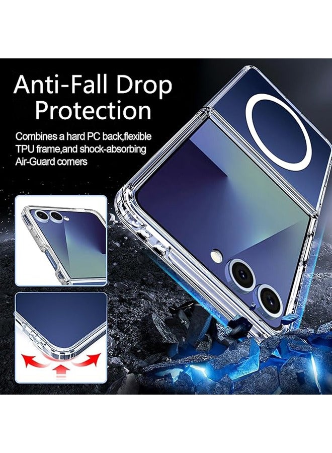DUSALA Magnetic Clear Case for Samsung Galaxy Z Flip 7 5G (2025), Slim Cover Compatible with MagSafe, Hard Back Shockproof Bumper, Support Wireless Charging for Samsung Galaxy Z Flip 7 5G (Clear) - Image 4