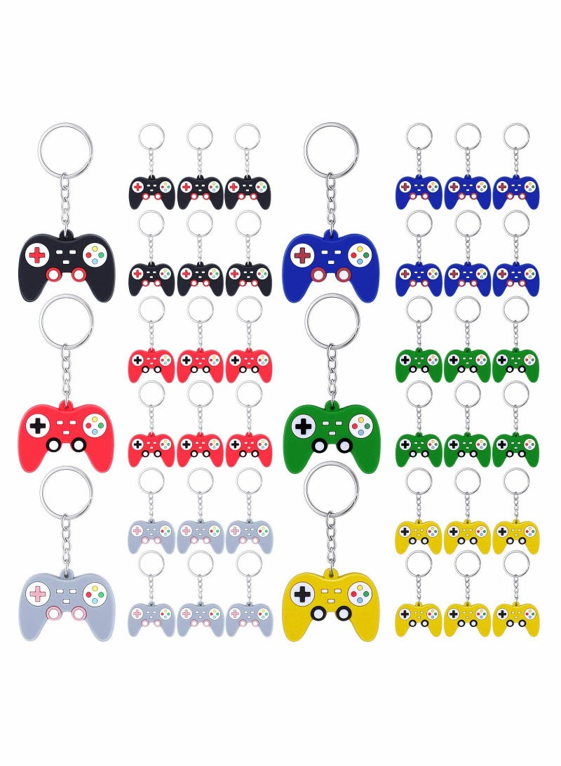 KASTWAVE 36 Pieces Video Game Controller Keychains Game Controller Key Ring Gaming Controller Handle Pendant Charms for Video Game Party Favors Birthday Baby Shower, 6 Colors - Image 1