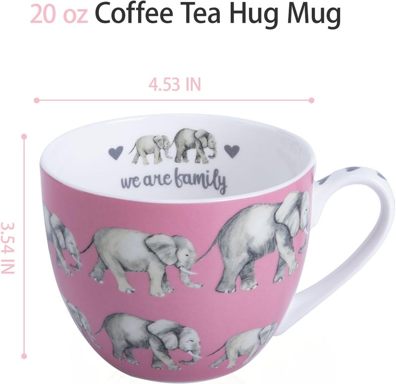 MFoffice Premium 20 oz Bone China Elephant Hug Mug – Cute Elephant Design for Coffee & Tea, Ideal Holiday, Birthday, and Christmas Gift for Family and Friend, Designed in England by Harvest Green Studio - Image 3