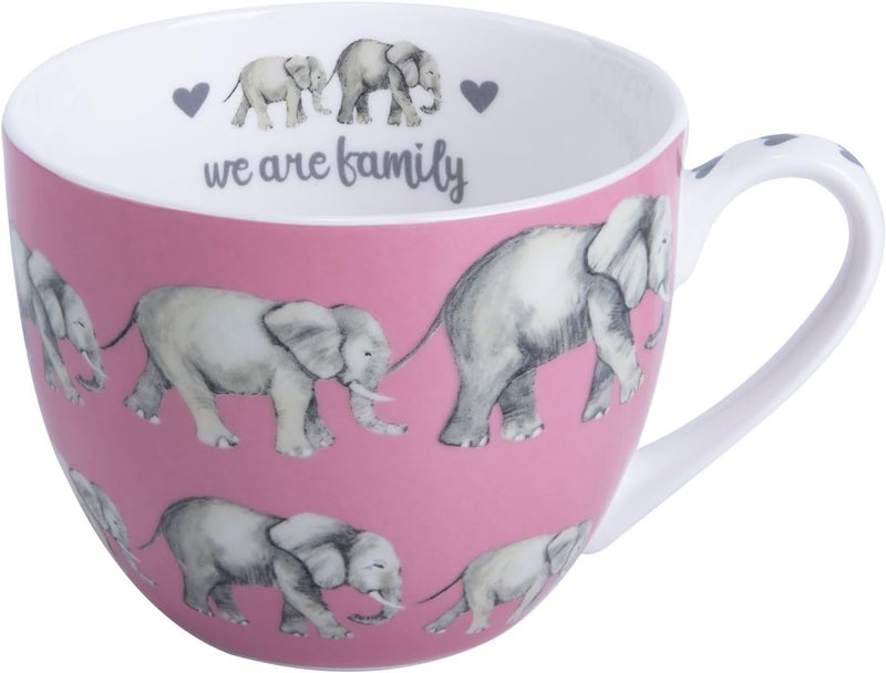 MFoffice Premium 20 oz Bone China Elephant Hug Mug – Cute Elephant Design for Coffee & Tea, Ideal Holiday, Birthday, and Christmas Gift for Family and Friend, Designed in England by Harvest Green Studio - Image 1