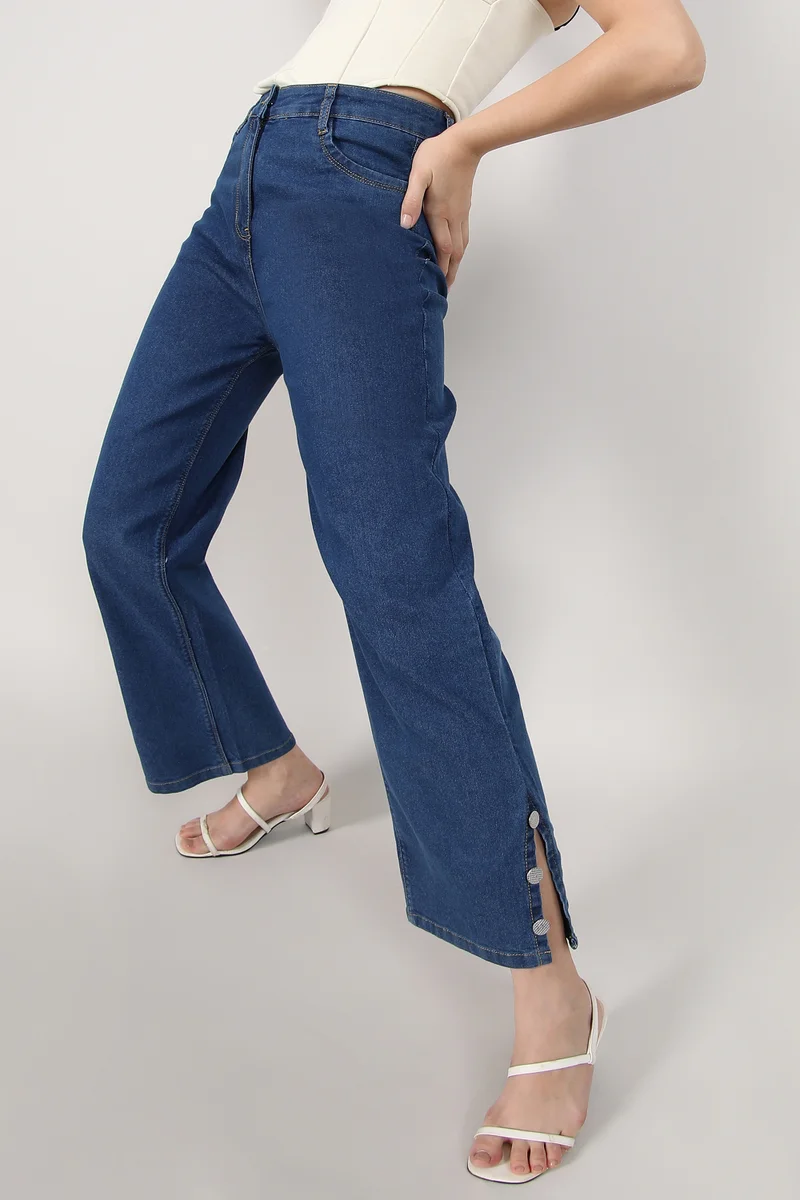 Campus Sutra Women's Blue Mid-Rise Baggy Denim Jeans