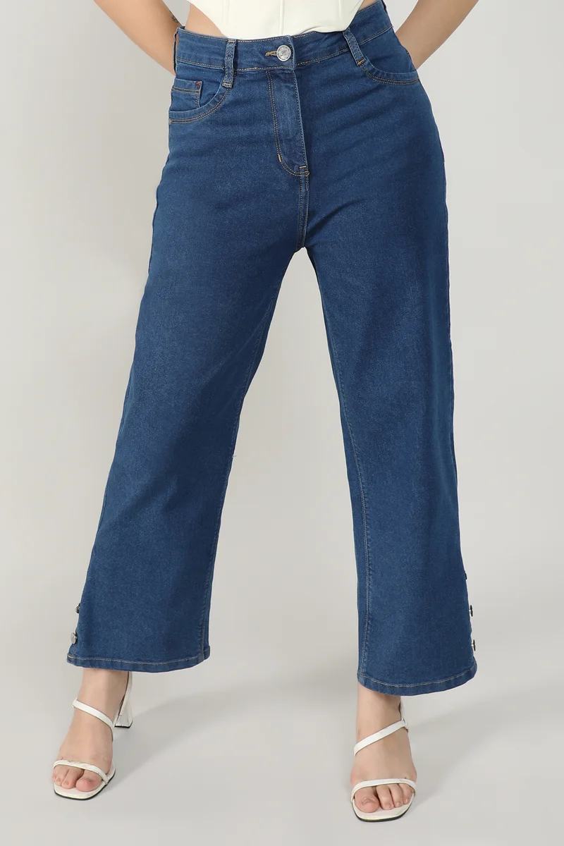 Campus Sutra Women's Blue Mid-Rise Baggy Denim Jeans