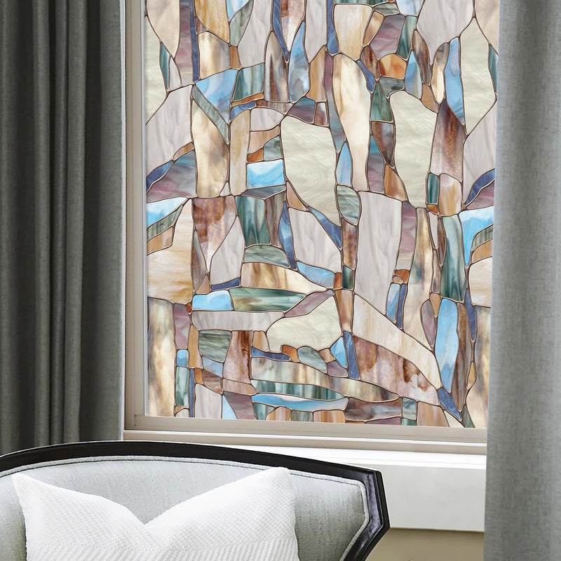 Artscape Mesa 24 x 36 Inch Window Film, Made in USA – Provides Privacy, Non-Adhesive, Colorful Stained Glass Pattern, UV Protection, Easy to Apply and Removable - Image 1