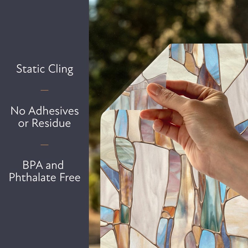 Artscape Mesa 24 x 36 Inch Window Film, Made in USA – Provides Privacy, Non-Adhesive, Colorful Stained Glass Pattern, UV Protection, Easy to Apply and Removable - Image 3