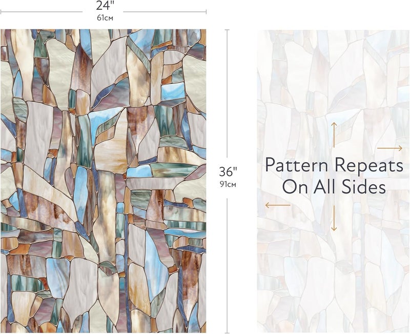 Artscape Mesa 24 x 36 Inch Window Film, Made in USA – Provides Privacy, Non-Adhesive, Colorful Stained Glass Pattern, UV Protection, Easy to Apply and Removable - Image 2