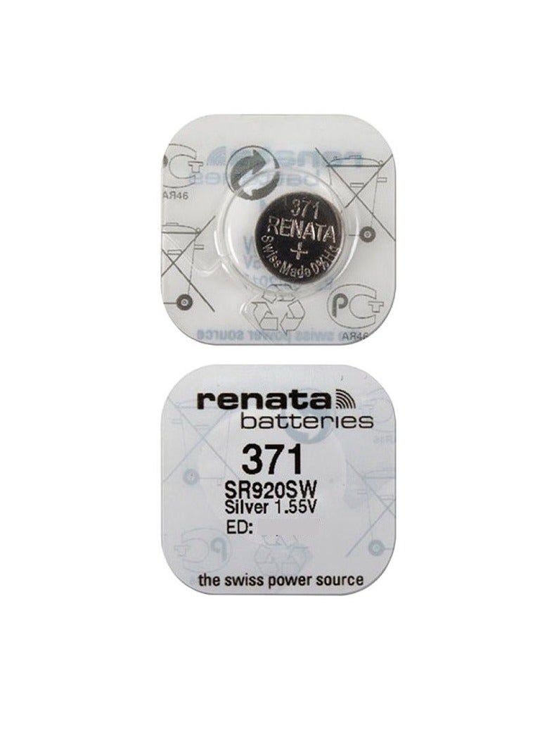 ريناتا بطارية ساعة Renata 371 (SR920SW)، بطارية أكسيد الفضة 1.55 فولت، عبوة من 10 بطاريات - Image 3