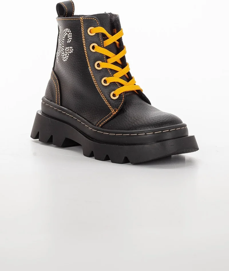 Dilimler Ayakkabı ŞirinGenç Orthopedic Zippered Leather Yellow Girl Boots
