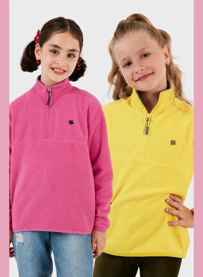 ليلا ليلا سترة قطبية للأطفال بسحاب وياقة واقفة - عبوة من قطعتين