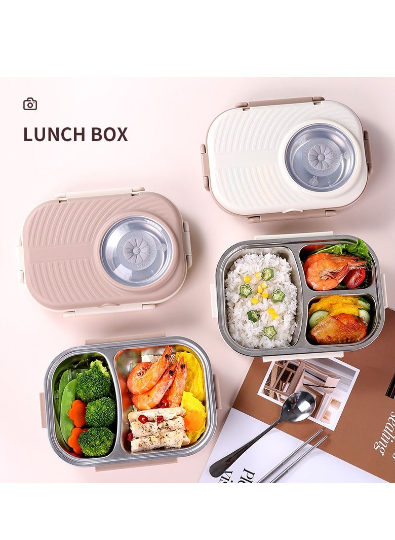 الفولاذ المقاوم للصدأ مربع الغداء للأطفال والكبار ، معزول الغداء مربع مع أدوات المائدة ، 3 فصل الغداء الحاويات مع غطاء ، مانعة للتسرب ( الوردي ) - Image 5