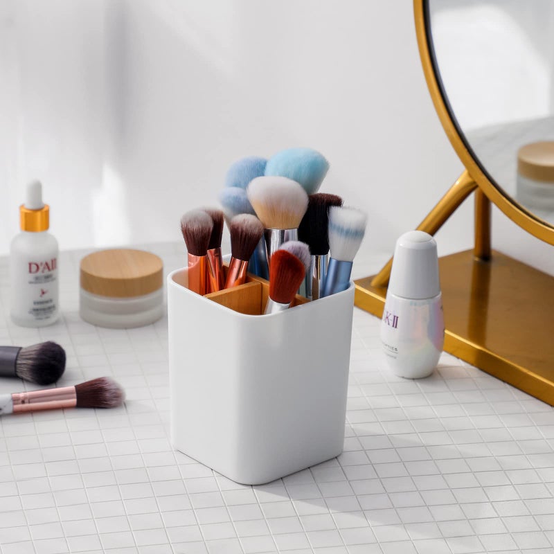 Heagoale Toothbrush Holder for Bathrooms, 3 Slots Toothbrush and Toothpaste Holder Bathroom Counter Organizer for Electric Toothbrushes, Floss, Razors - White - Image 4