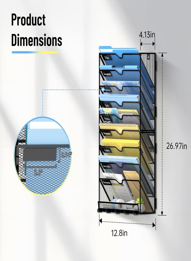 SUPEASY 10-Tier Wall File Organizer with Hooks, Hanging File Organizer - Image 2