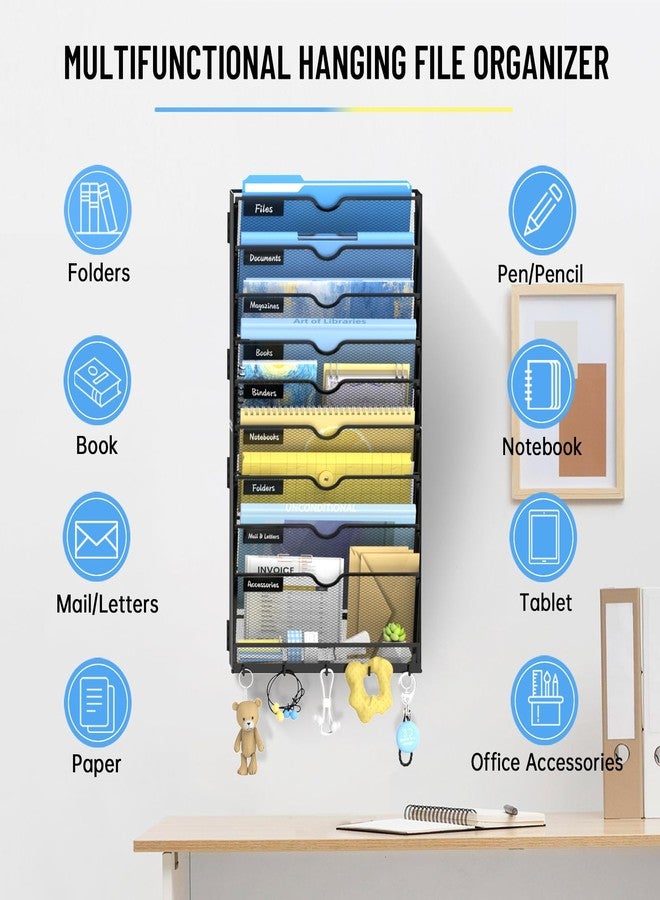 SUPEASY 10-Tier Wall File Organizer with Hooks, Hanging File Organizer - Image 5