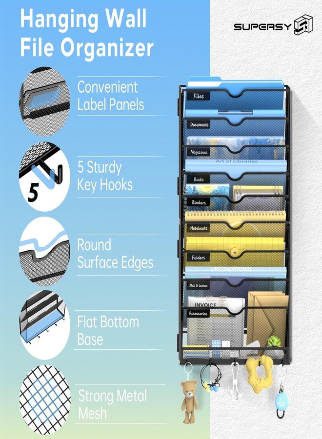 SUPEASY 10-Tier Wall File Organizer with Hooks, Hanging File Organizer - Image 3