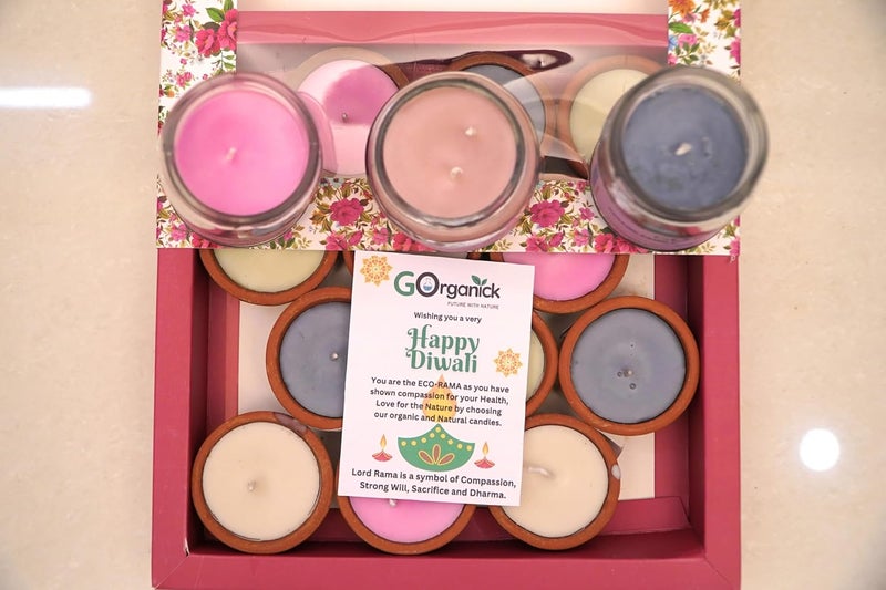 Gorganick SOYA Wax CandlesLavender Rose Sandalwood Lemongrass Perfectly fragranced Candles Pack of 12 Terracotta Clay pots - Image 3