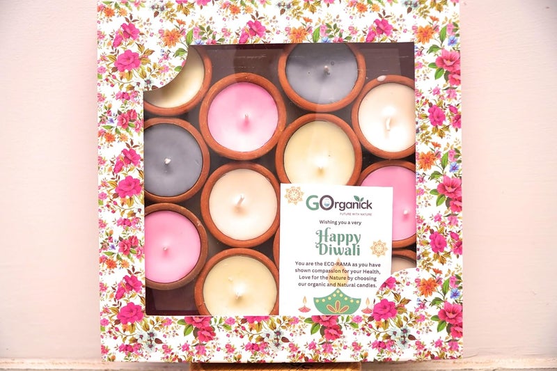 Gorganick SOYA Wax CandlesLavender Rose Sandalwood Lemongrass Perfectly fragranced Candles Pack of 12 Terracotta Clay pots - Image 2