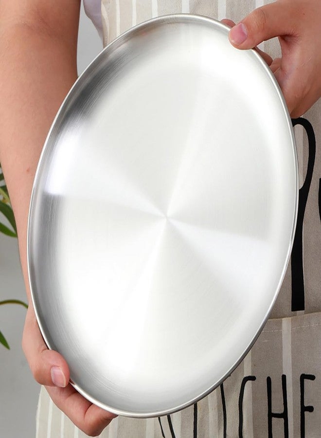DOCBLACK 9 Inch Stainless Steel Plates Set of 2, Round Metal Dinner Plates, Stainless Steel Serving Dishes for Outdoor Camping, BBQ, Unbreakable & Heavy Duty, Dishwasher Safe (Silver, 9 Inch) - Image 2