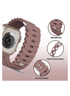 Color Fans Apple Watch Ultra Ocean Band 49mm 45mm 44mm 42mm for Men Women, Soft Silicone Sport Band Replacement Strap for Apple Watch Ultra iWatch Series 8 7 SE 6 5 4 3 2 1 Smokey Mauve  - Image 4