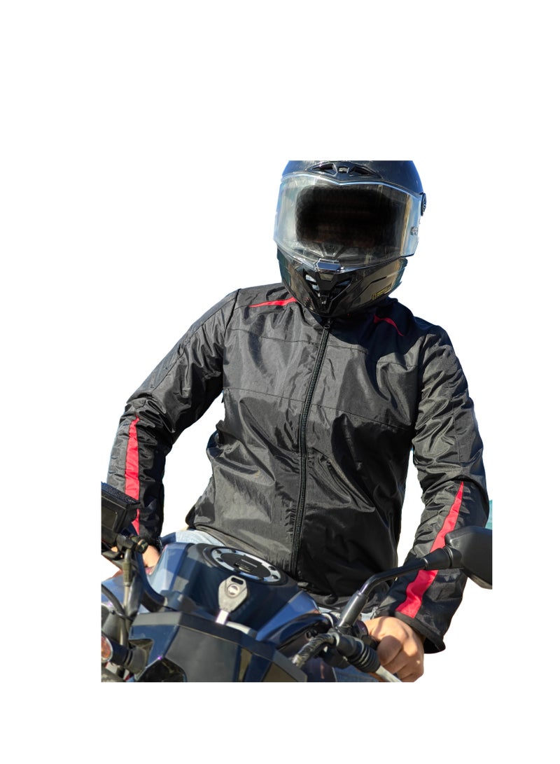 ويلز  جاكيت سيفتي بالحماية مضاد للماء مع سويت شيرت بطانة - مزود بقطع الحماية من الأيفا فوم - اسود في تطعيم احمر - Image 3