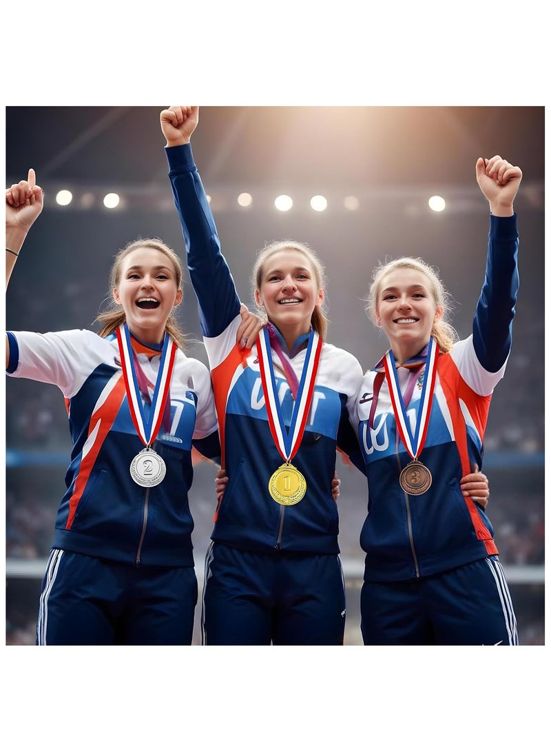 DELGREEN 6PCS Number Medals, Gold Silver Bronze Winner Medals with Ribbon, Winner Awards 1st 2nd 3rd Metal Medals, Olympic Style Winner Awards for Sports, Party, Tournaments, （Diam：5cm） - Image 3