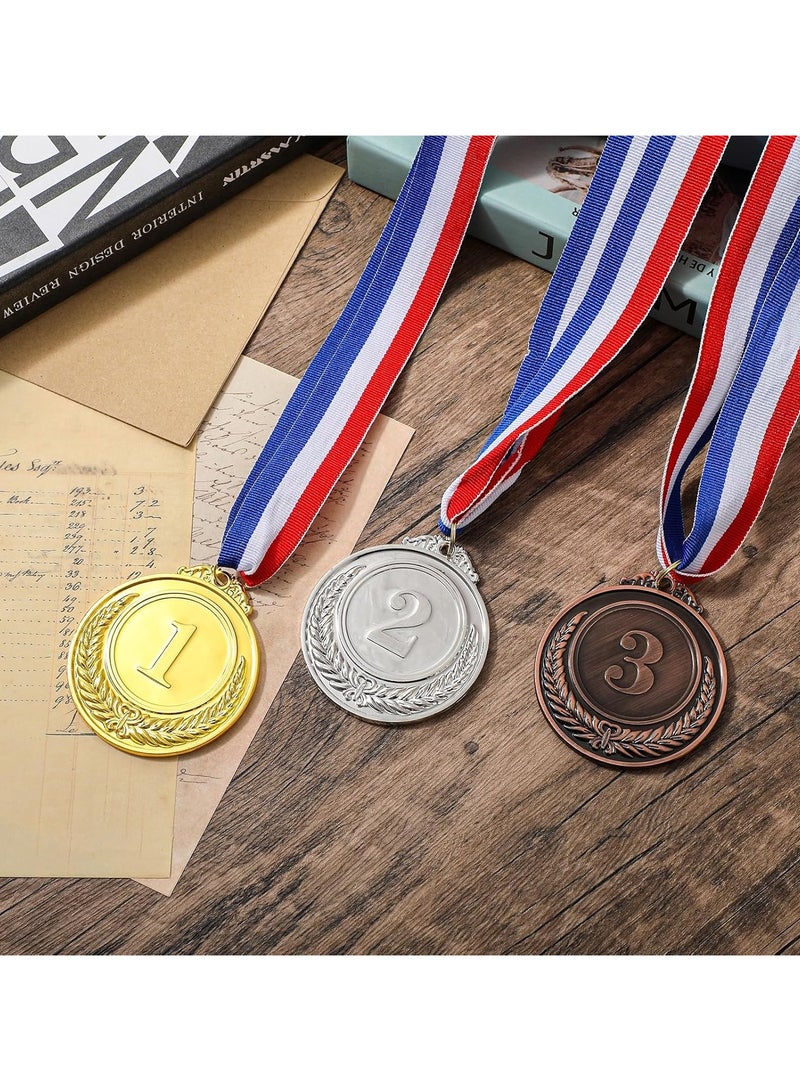 DELGREEN 6PCS Number Medals, Gold Silver Bronze Winner Medals with Ribbon, Winner Awards 1st 2nd 3rd Metal Medals, Olympic Style Winner Awards for Sports, Party, Tournaments, （Diam：5cm） - Image 4