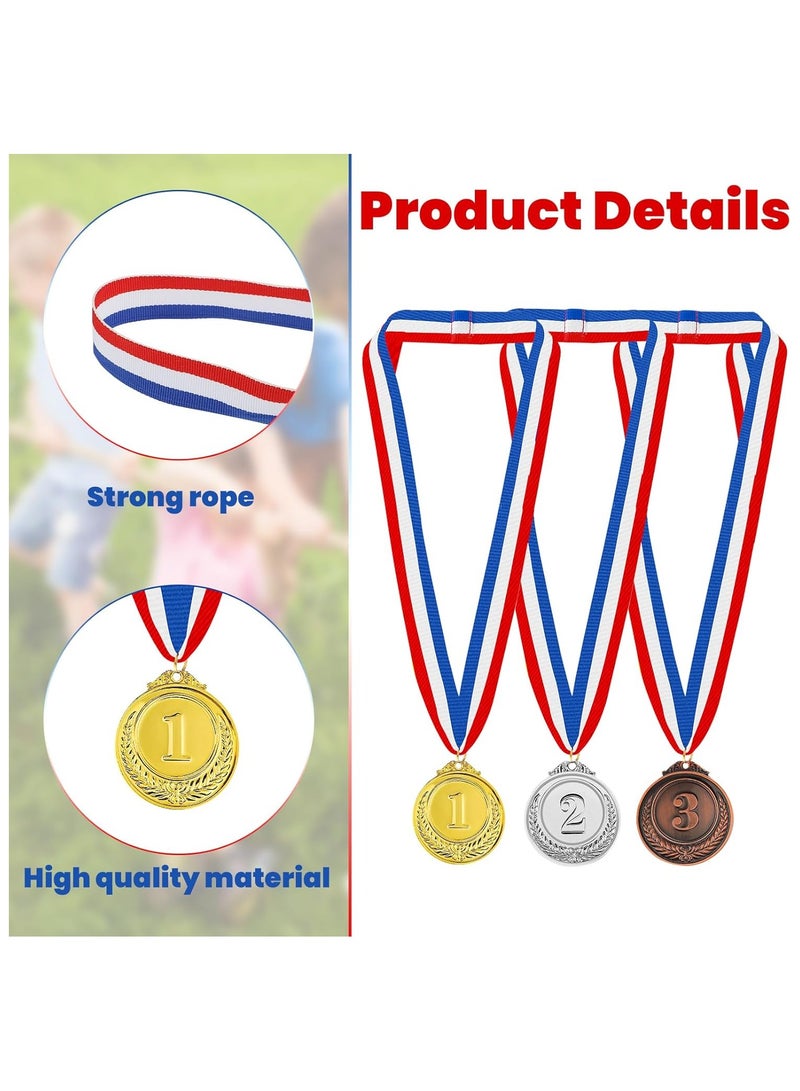 DELGREEN 6PCS Number Medals, Gold Silver Bronze Winner Medals with Ribbon, Winner Awards 1st 2nd 3rd Metal Medals, Olympic Style Winner Awards for Sports, Party, Tournaments, （Diam：5cm） - Image 5