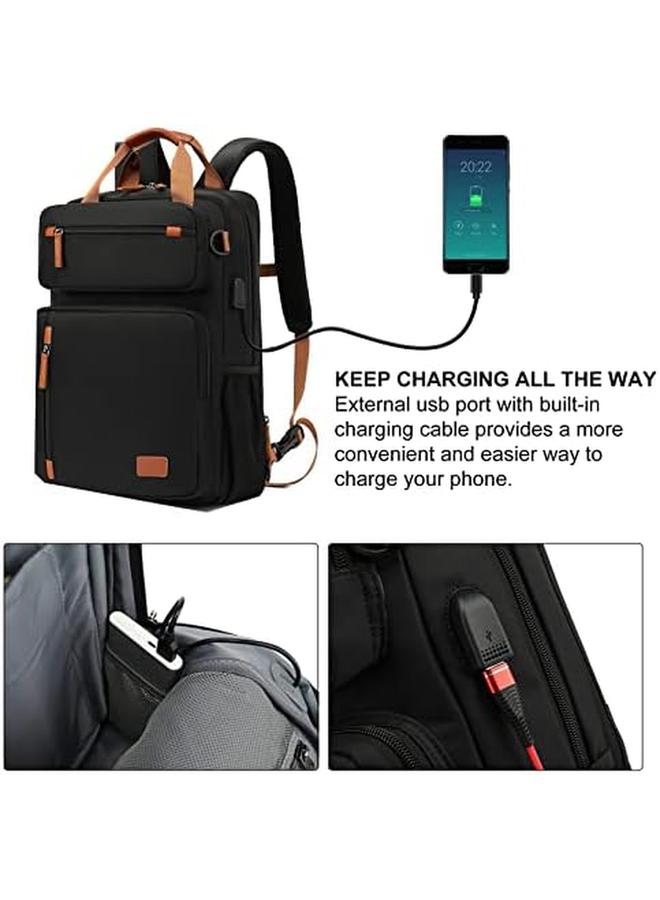 erorex Laptop Backpack Extendable Messenger Bag Shoulder Bag Convertible Lightweight Brifecase For Business Travel And School Fits Up 15.6 Inch Laptop And Tablet For Men Women  - Image 3