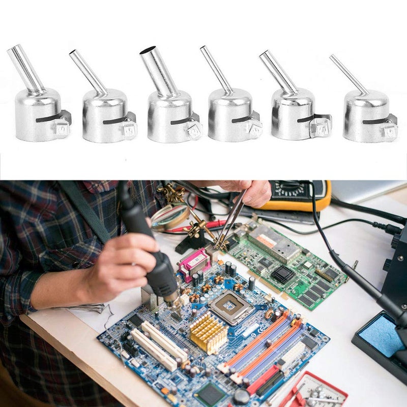 klarako Heat Gun Nozzle, 6Pcs Oblique Nozzle 861DW for Hot Air Gun Soldering Desoldering Station Accessories, Quick Hot Air Rework Nozzle - Image 3
