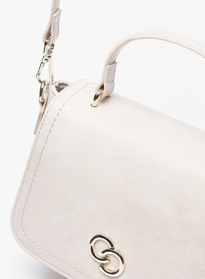 Celeste Women's Solid Satchel Bag with Top Handle and Button Closure