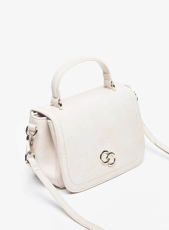 Celeste Women's Solid Satchel Bag with Top Handle and Button Closure