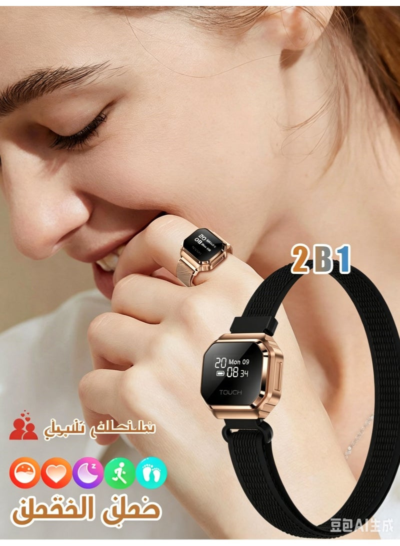 سوار ذكي وخاتم تعقب لياقة بدنية 2 في 1 من SACOSING مع شاشة OLED بحجم 0.49 بوصة، مراقب معدل ضربات القلب و SpO2، مقاومة للماء حتى 5ATM - Image 1
