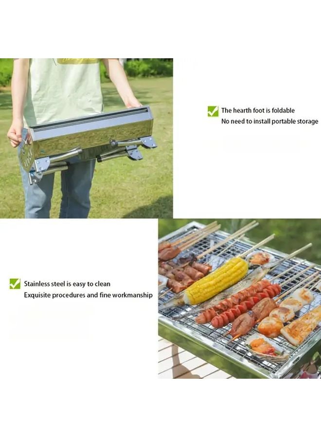 إسكدنيا 3 قطع من مجموعة شواء بيضاء متوسطة قابلة للطي محمولة من الفولاذ المقاوم للصدأ للتخييم في الهواء الطلق - Image 5