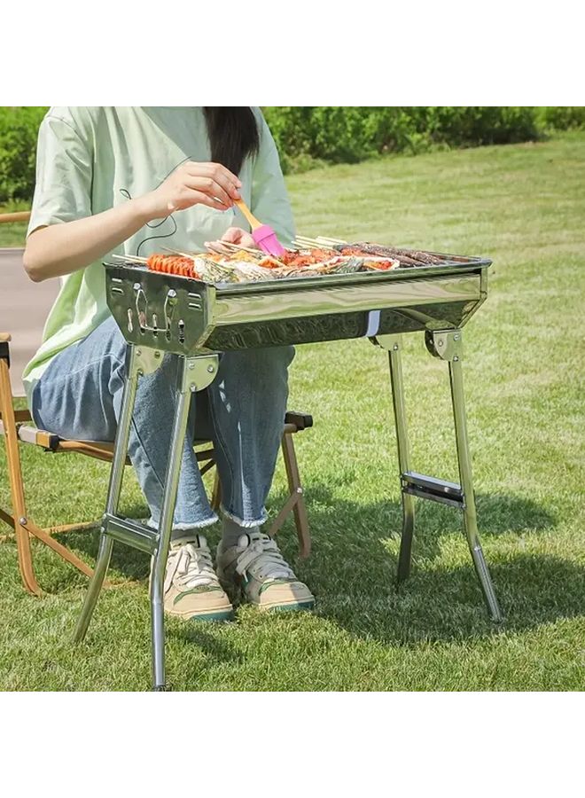 إسكدنيا 3 قطع من مجموعة شواء بيضاء متوسطة قابلة للطي محمولة من الفولاذ المقاوم للصدأ للتخييم في الهواء الطلق - Image 2