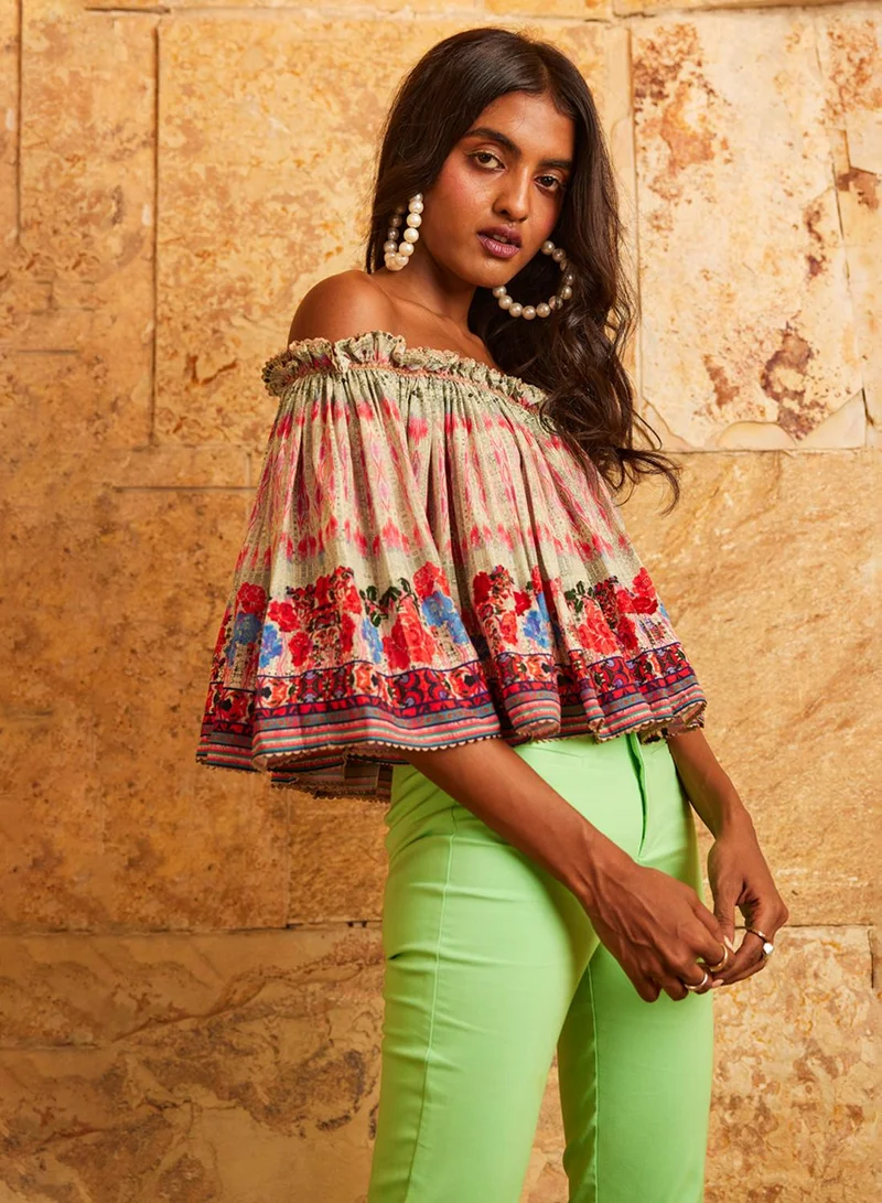 بهاني بواسطة جيوتي RED & IVORY TOP