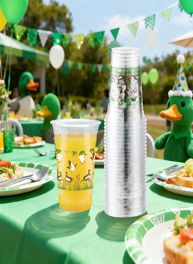 Greencian 100Pcs Mallard Duck Plastic Cups 16 Oz One Lucky Duck Disposable Cups Hunting Theme Birthday Plastic Tumblers for Mallard Ducks Baby Shower Birthday Party Decorations Beverage Drinking - Image 4