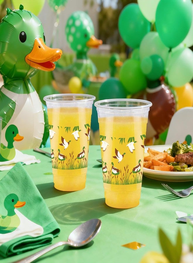 Greencian 100Pcs Mallard Duck Plastic Cups 16 Oz One Lucky Duck Disposable Cups Hunting Theme Birthday Plastic Tumblers for Mallard Ducks Baby Shower Birthday Party Decorations Beverage Drinking - Image 5