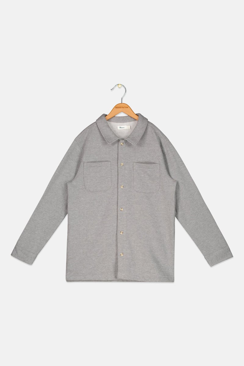 The Commons Kids Boy Plain Shirt Jacket, Grey - Image 1
