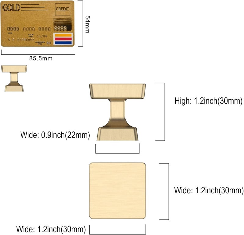 Amerdeco 10 Pack Brushed Gold Cabinet Knobs 1.2 Inch(30mm) Gold Kitchen Cabinet Knobs Dresser Knobs Drawer Knobs and Pulls for Bathroom Cabinets ZH0008 - Image 5